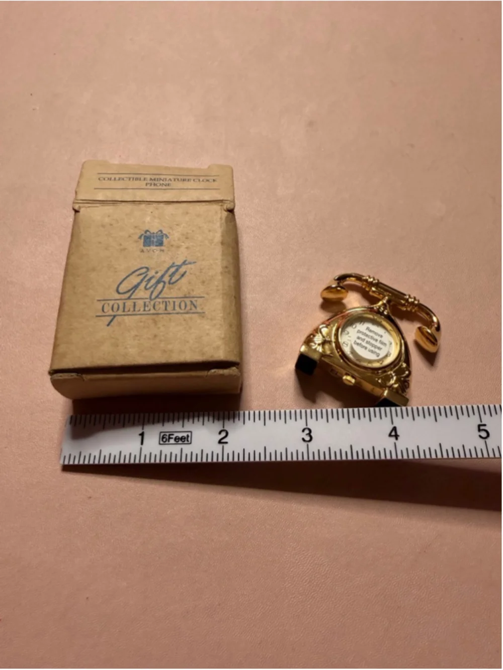 Avon Gold Tone Miniature Phone Clock